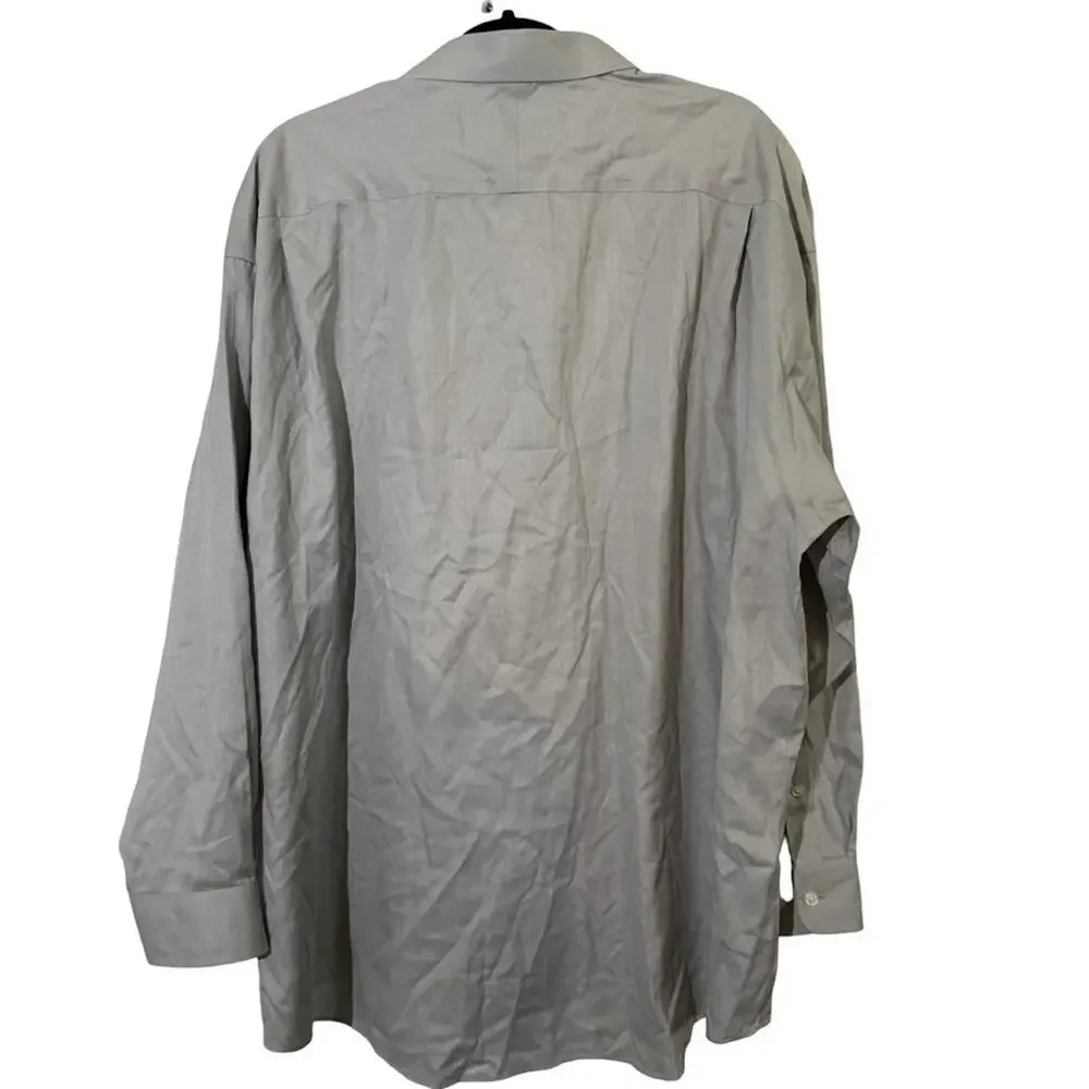 Joseph Abboud No Wrinkle Gray Herringbone Egyptian Cotton Dress Shirt 19 34/35